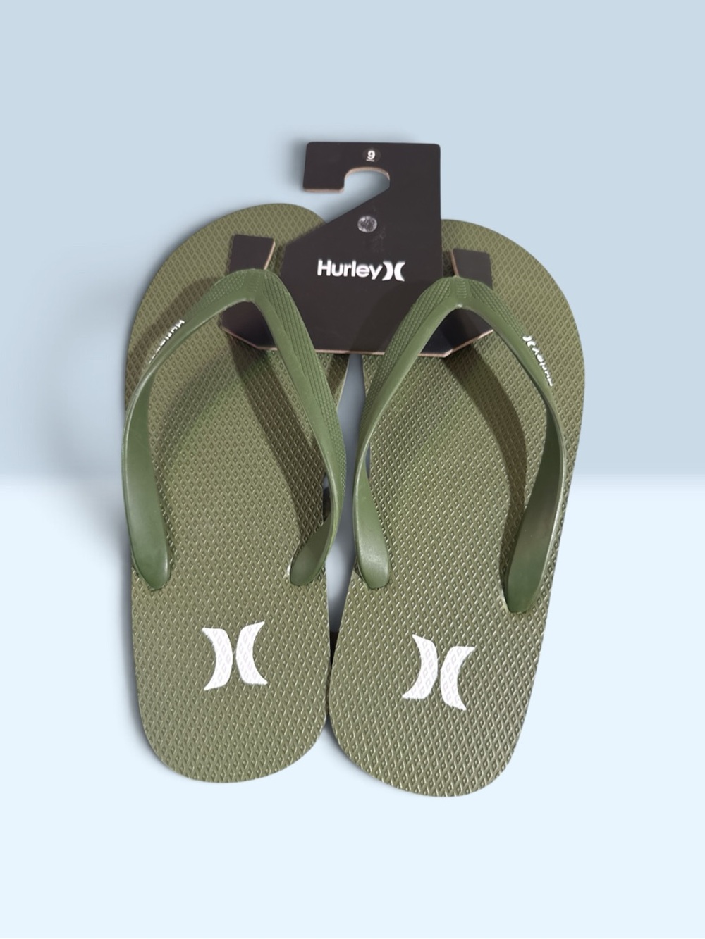 Hurley Men's Olive Green Flip Flops Sz 9